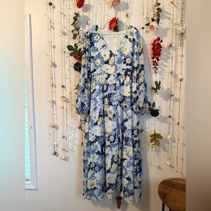 💛💙 Blue and Yellow Floral Maxi Dress 💙💛
